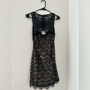 Naked Zebra Black Lace Dress w/ Beige lining